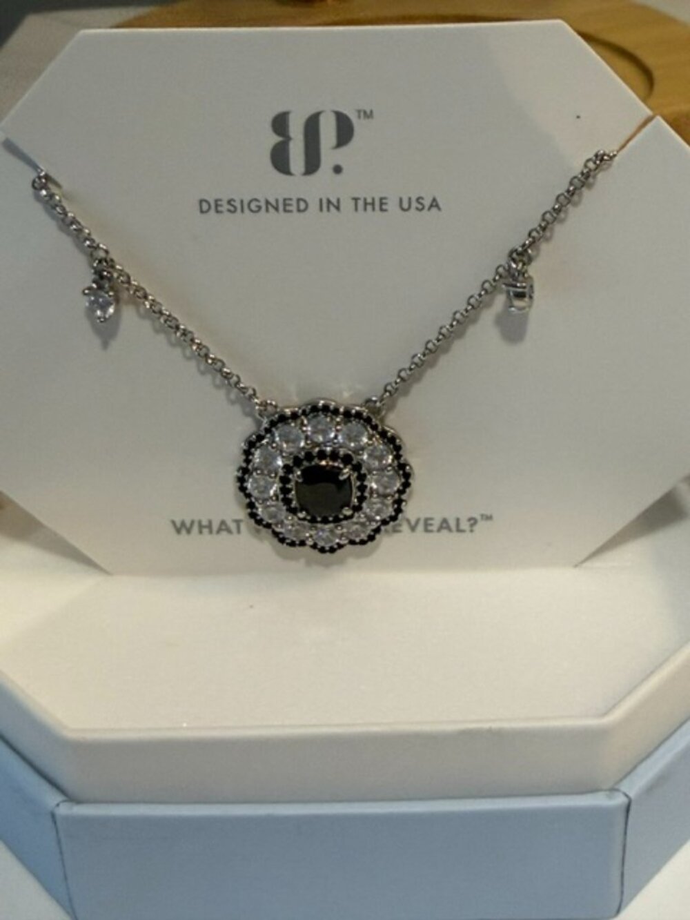 Bomb Party Necklace "A Stunning Moment" Black Onyx Rhodium Plated NK16440